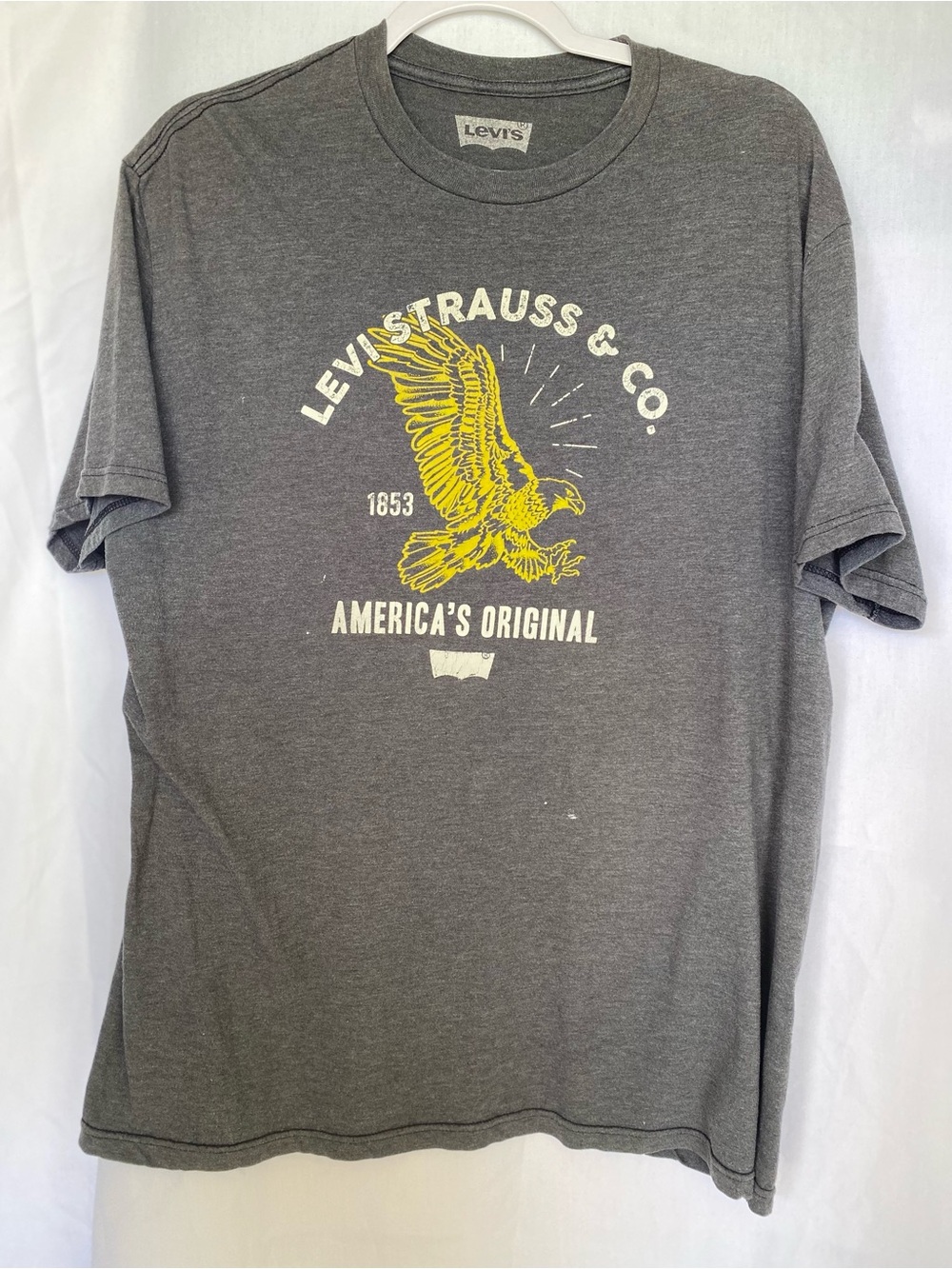 Levi's Graphic Logo Eagle Crew Neck Short Sleeve Gray Men's T-Shirt XL